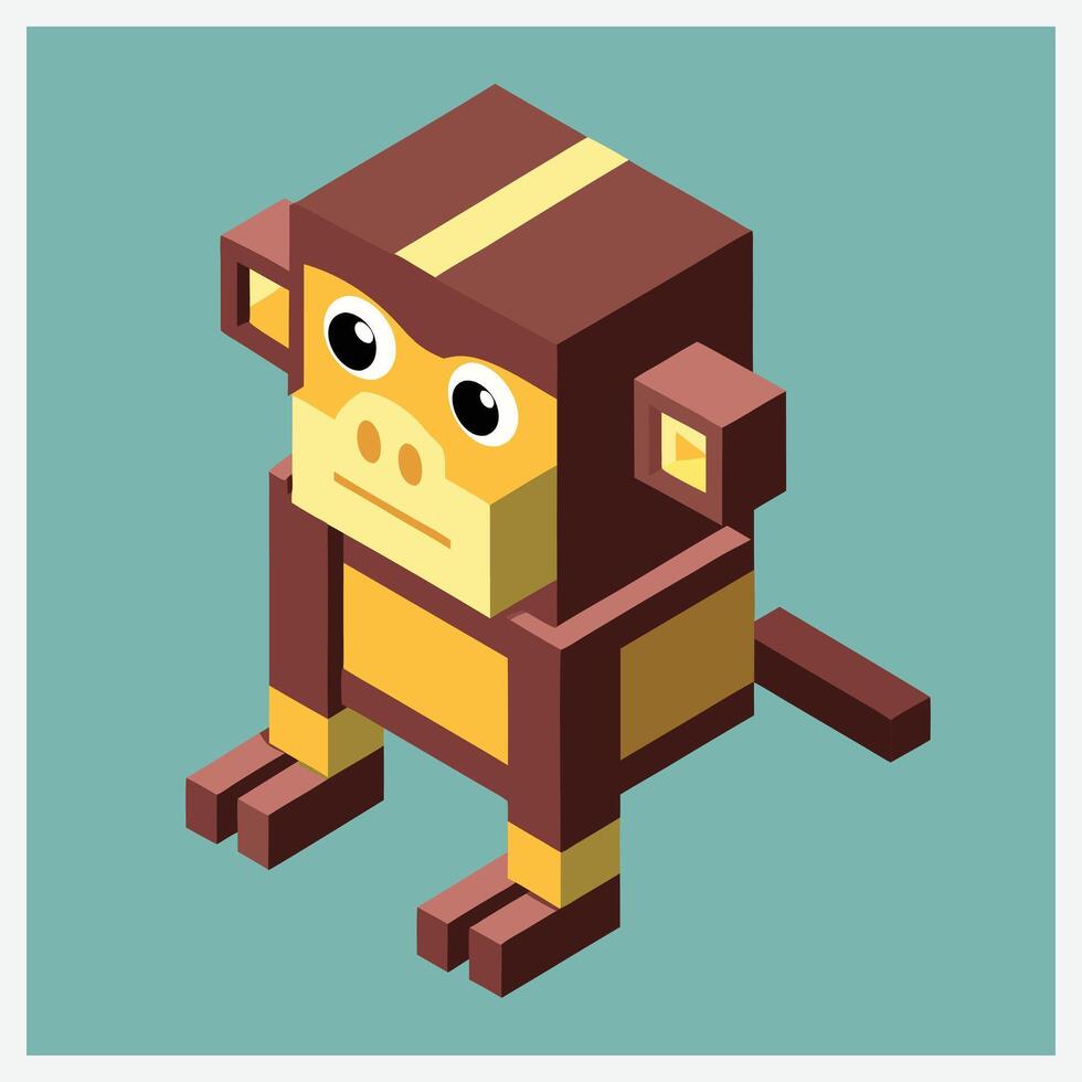 Vibrant Isometric Monkey Illustrations, A Captivating Collection vector