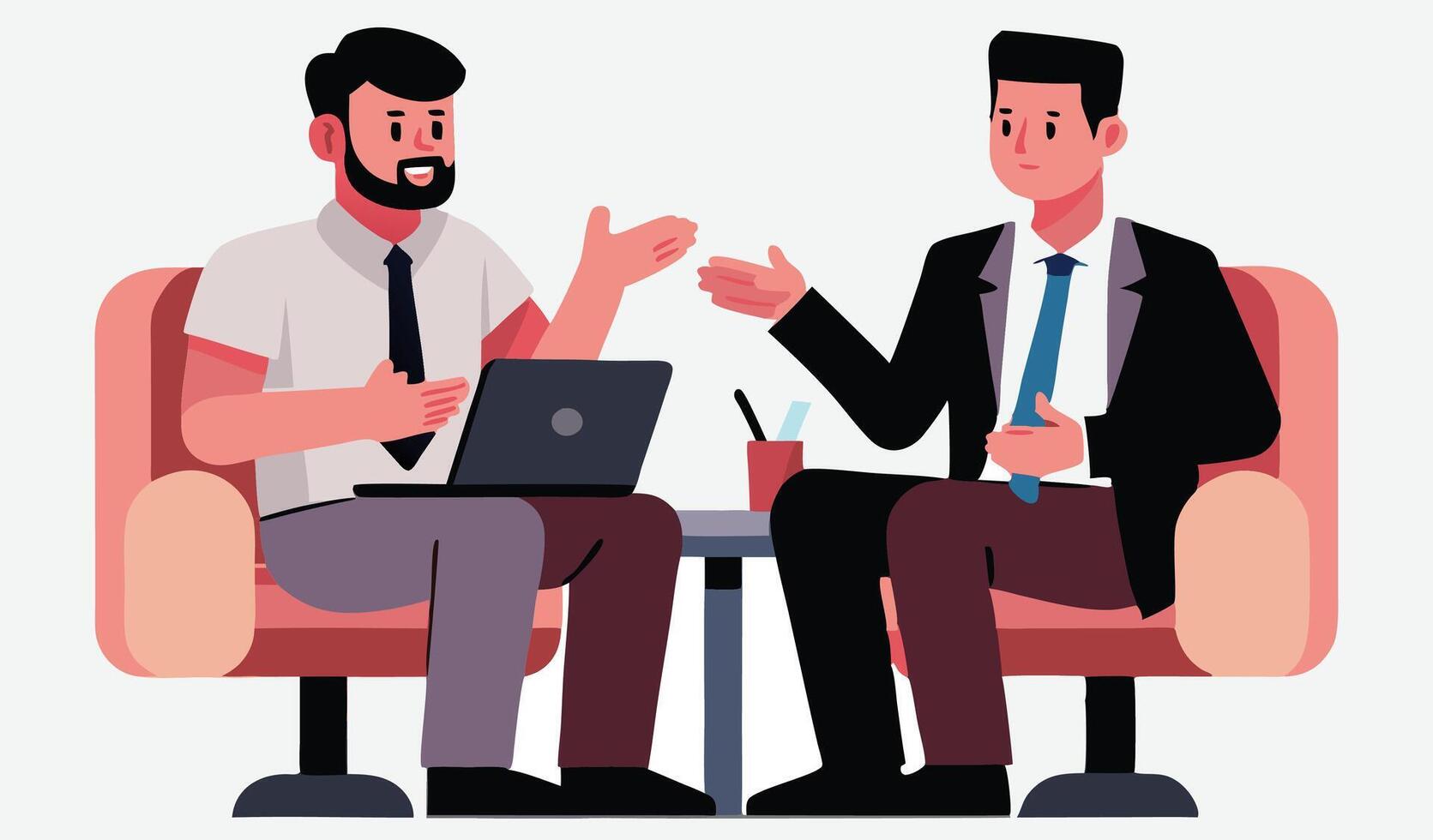 Dynamic Partnership Discussion Between Businessmen Isometric Illustration vector