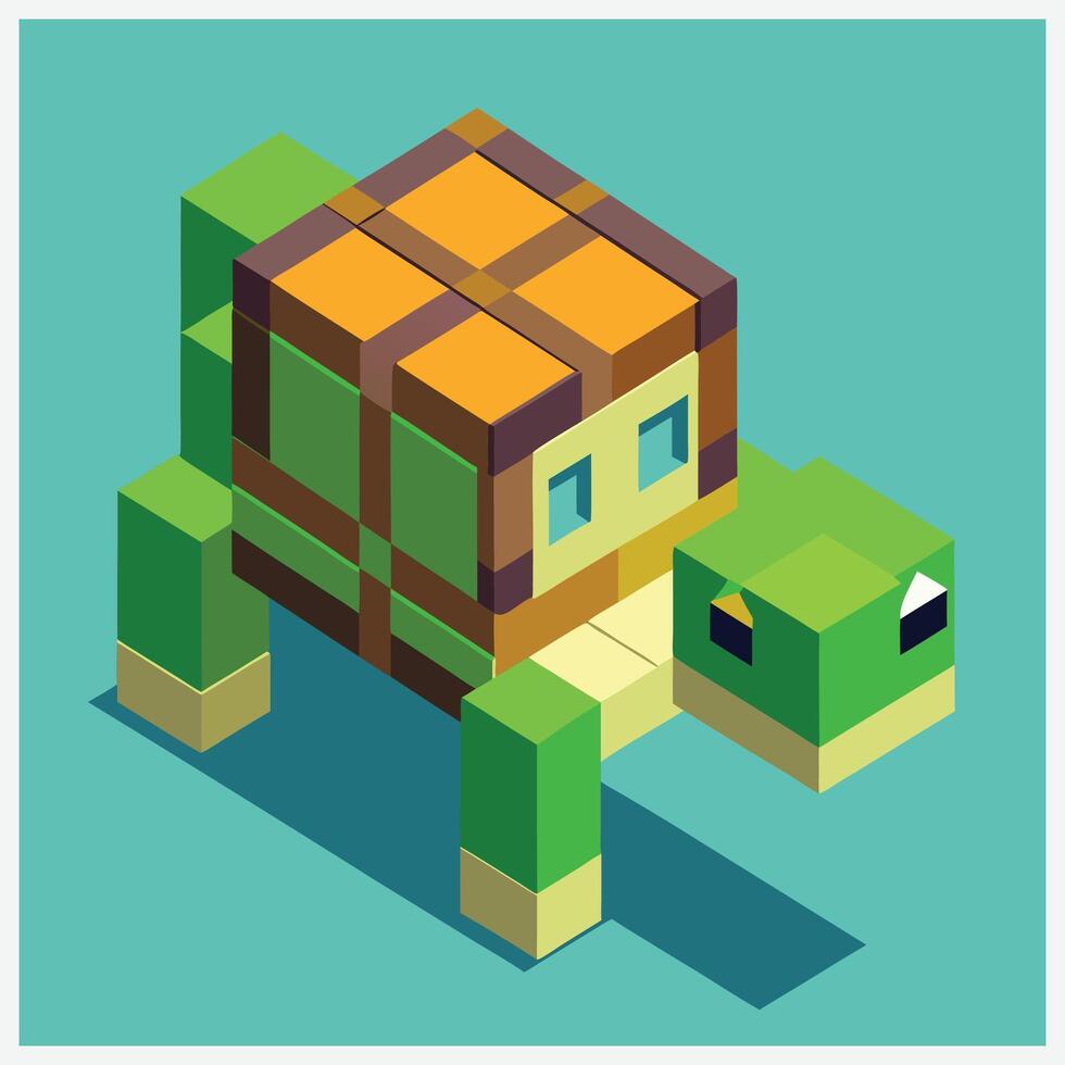Majestic Turtle Isometric Illustrations, A Stunning Collection of Marine Art vector
