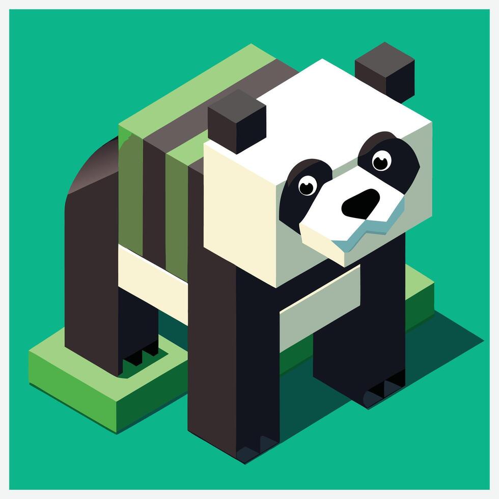 Adorable and Detailed Giant Panda Isometric Illustrations vector