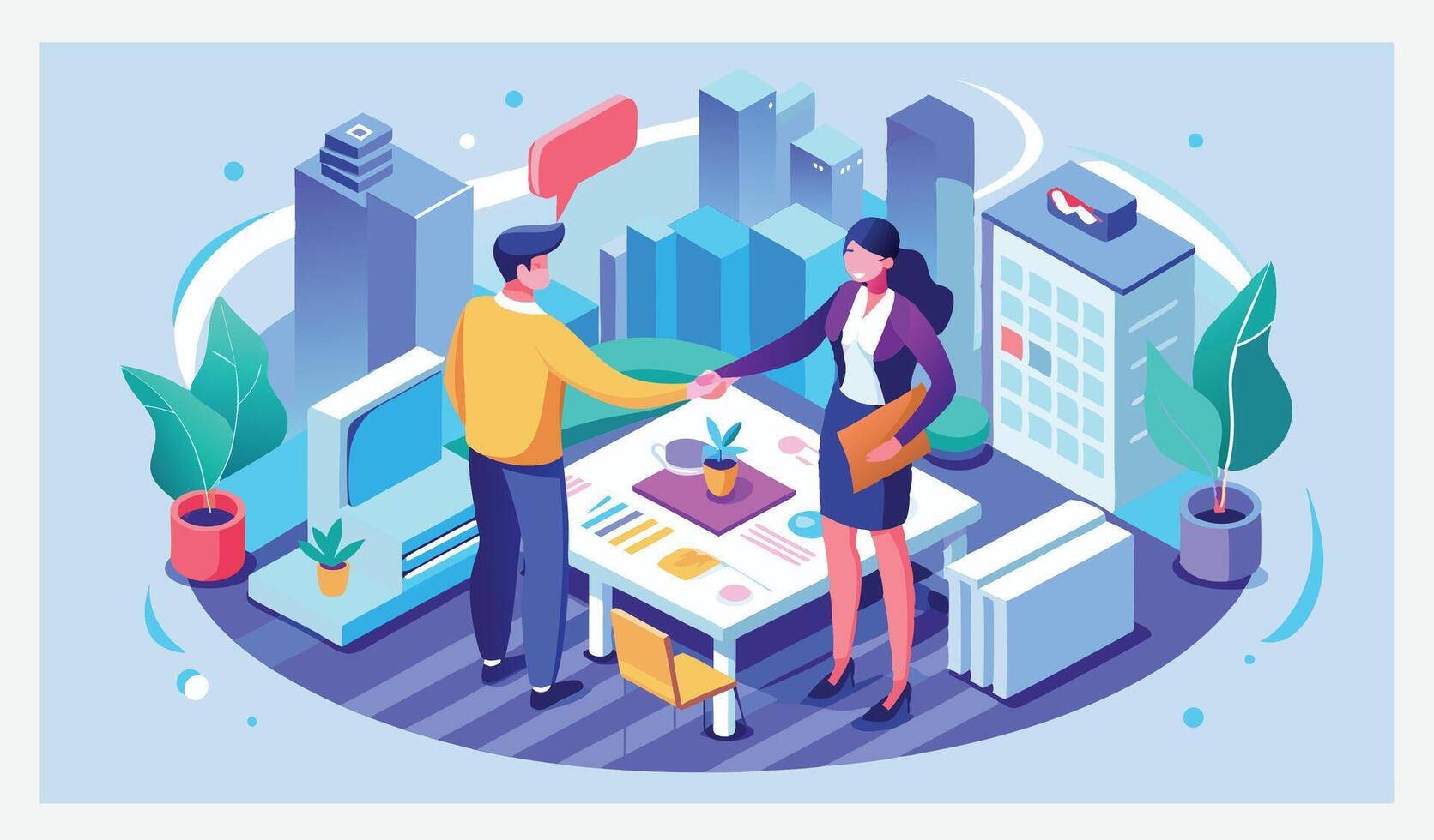 Major Business Deal Agreement Between Two People Isometric Illustrations vector