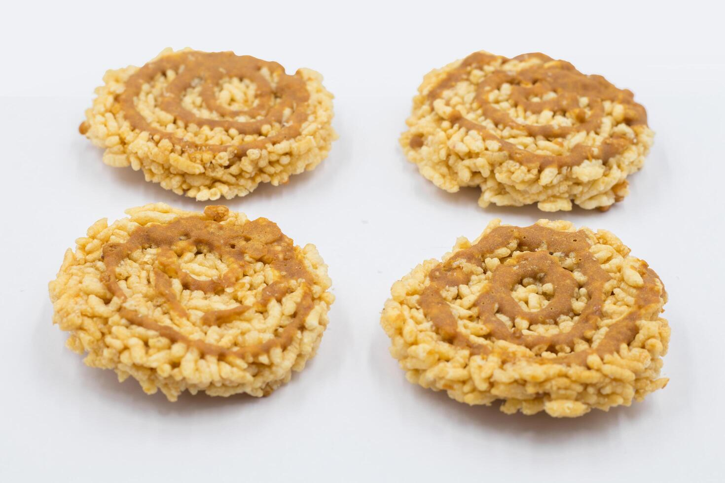Stack of rice cracker, rice cracker with coconut palm sugar. photo