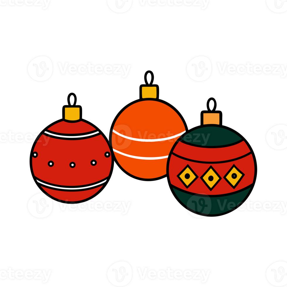 Christmas ornaments decorated with stars and dots png