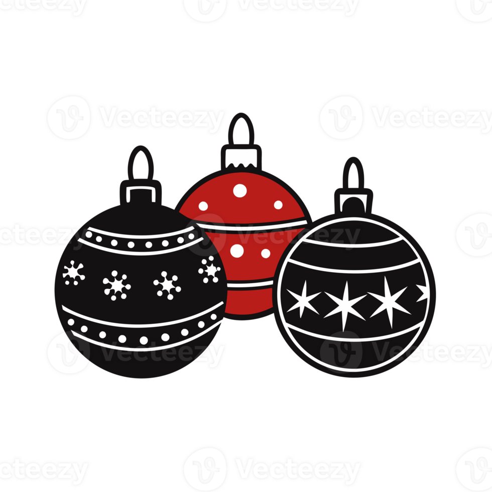 Christmas ornaments decorated with stars and dots png
