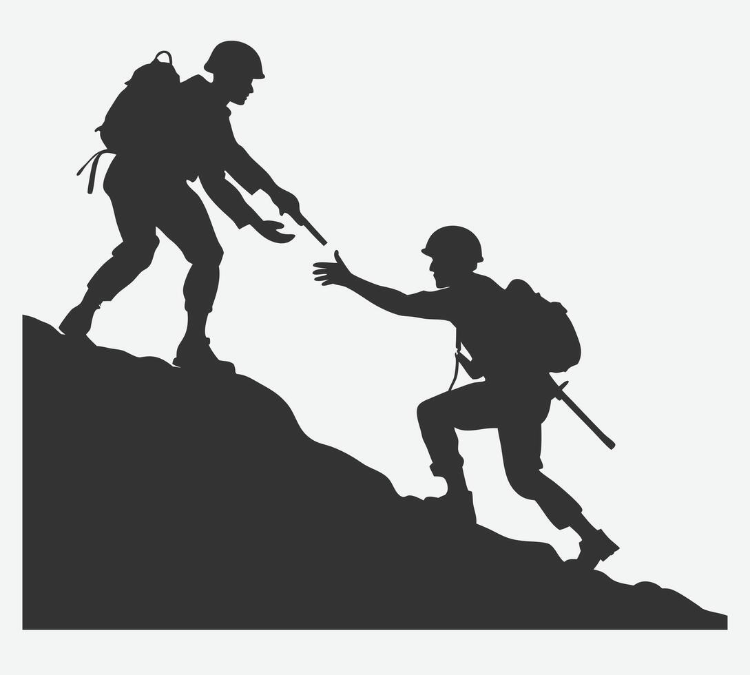 United in Strength, A Powerful Illustration of Two Soldiers Holding Hands in Solidarity vector
