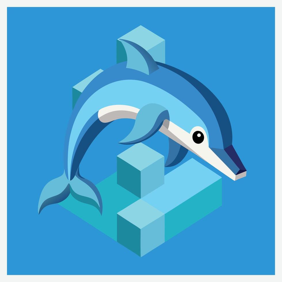 Stunning Isometric Dolphin Illustrations, A Deep Dive into Marine Art vector