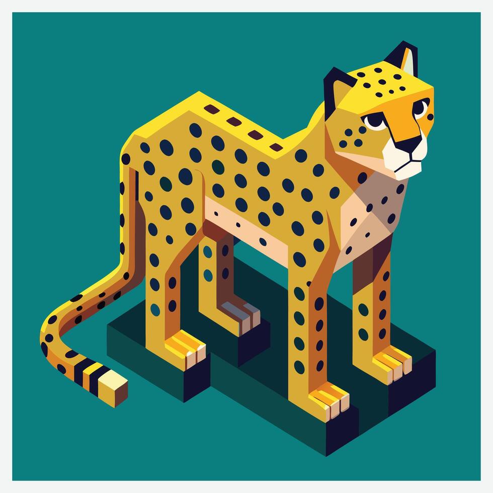 Stunning Isometric Cheetah Illustrations ,Captivating and Unique Designs vector