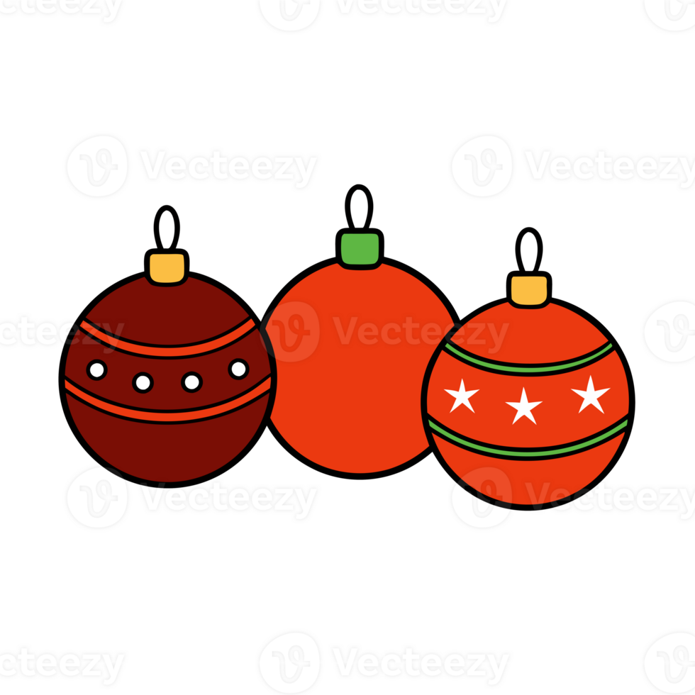 Christmas ornaments decorated with stars and dots png