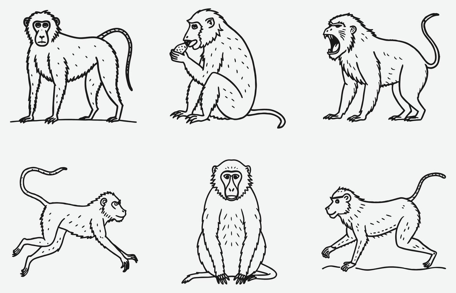 Elegant A-Baboon Line Art - High-Quality, Versatile Design vector