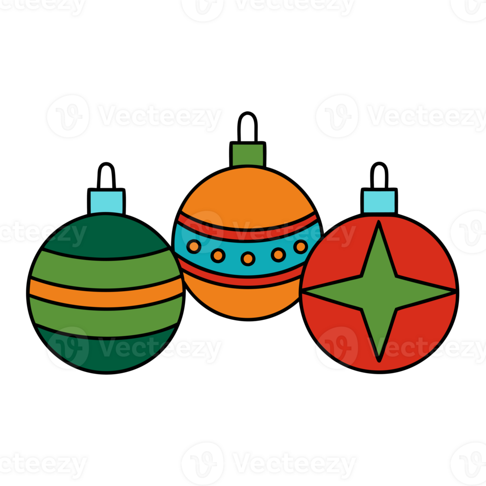 Christmas ornaments decorated with stars and dots png