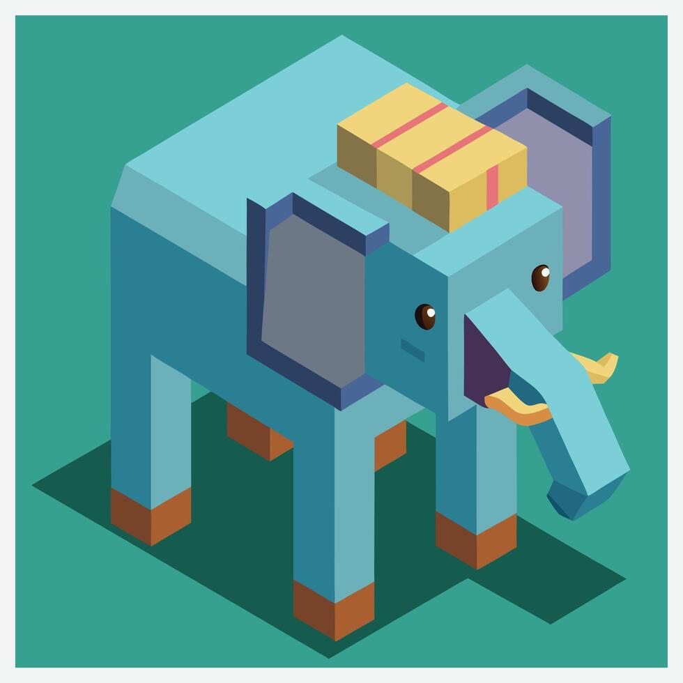 Majestic Elephant Isometric Illustrations, Captivating Art in vector