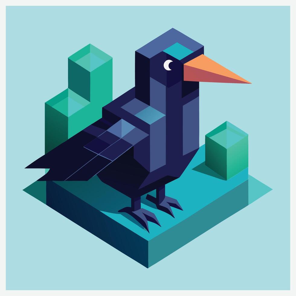 Stunning Crow Isometric Illustrations, A Comprehensive Collection vector