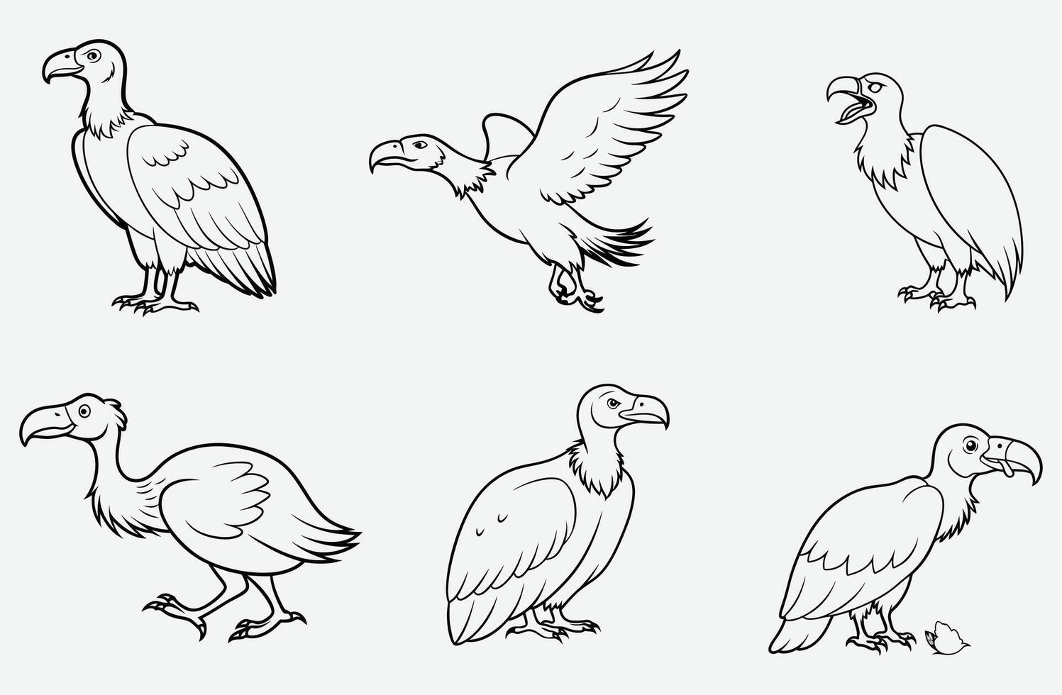 Elegant Vulture Line Art - Detailed Monochrome Illustration vector