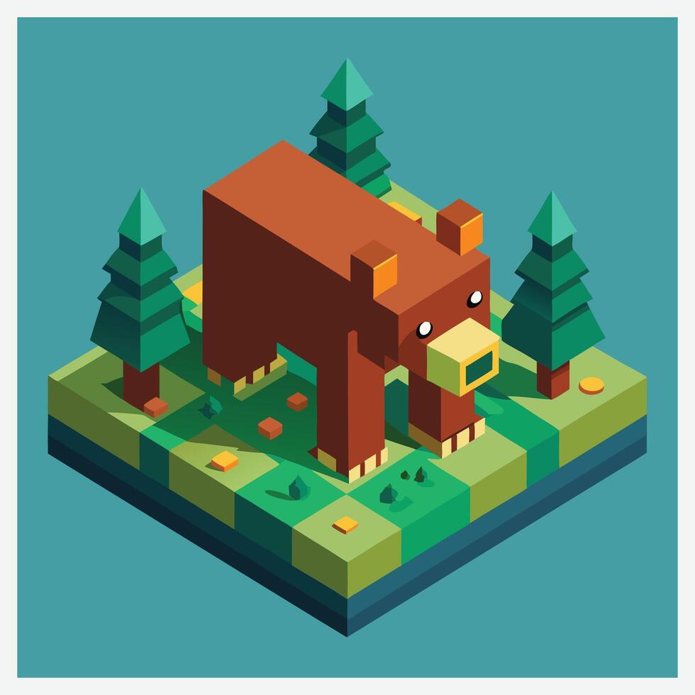 Captivating Bear Isometric Illustrations vector