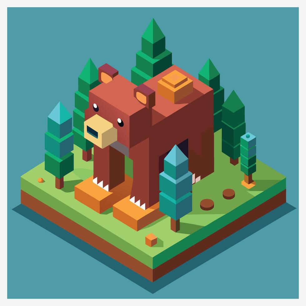 Captivating Bear Isometric Illustrations vector