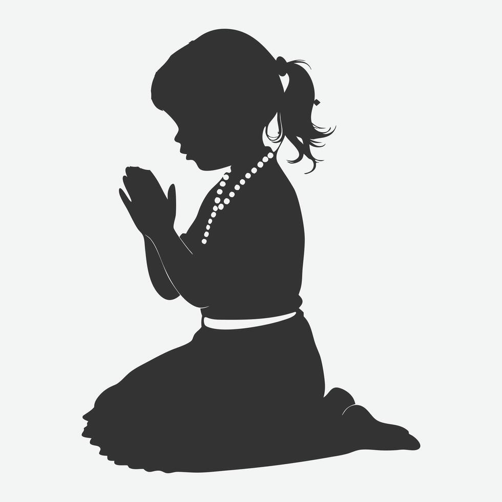 The Ultimate Collection of Praying Girl Silhouettes Art vector