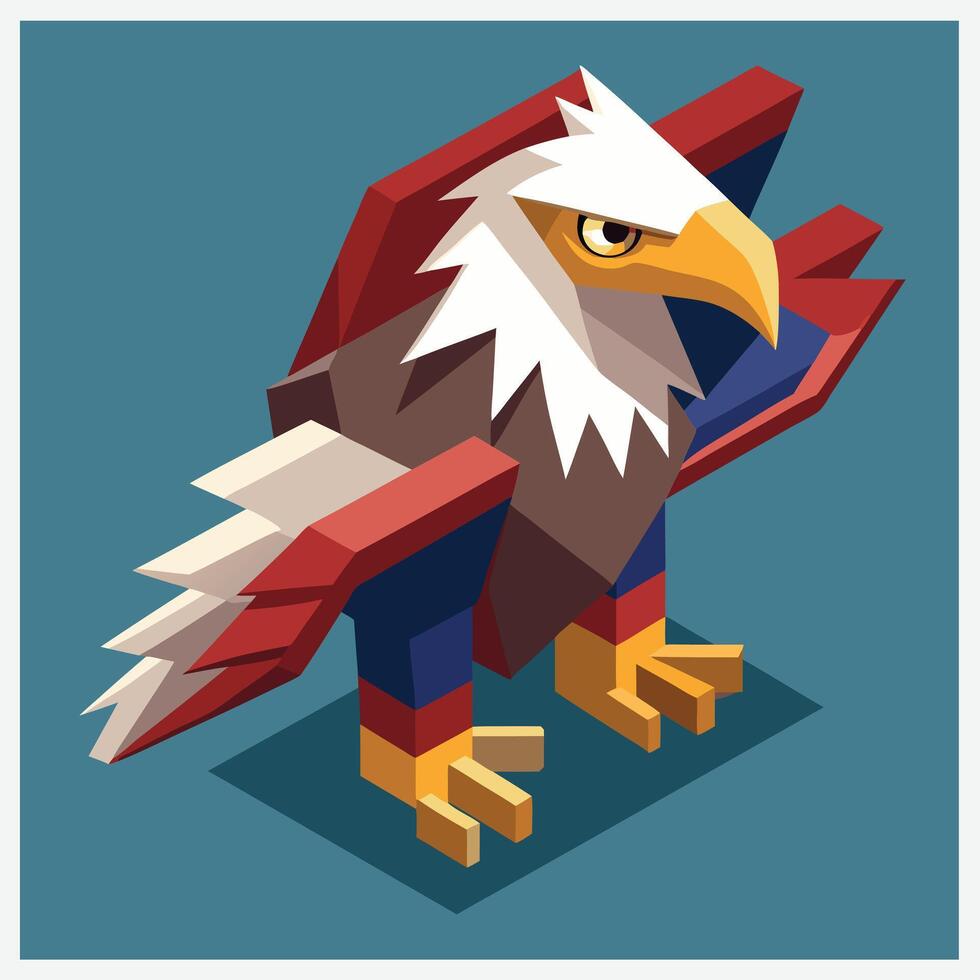 Majestic Eagle Isometric Illustrations Collection vector