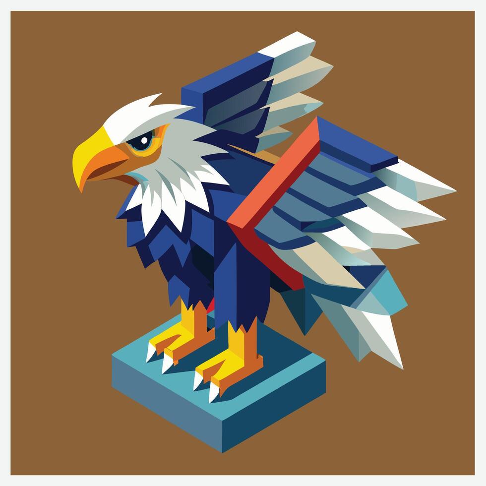 Majestic Eagle Isometric Illustrations Collection vector