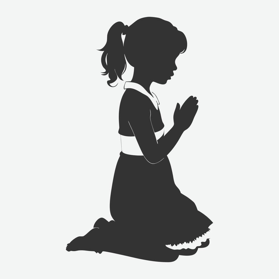 The Ultimate Collection of Praying Girl Silhouettes Art vector