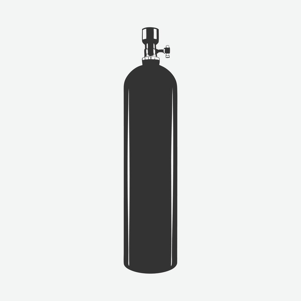 Reusable CO2 Gas Cylinder Silhouettes High Quality Carbon Dioxide Compression Graphics vector