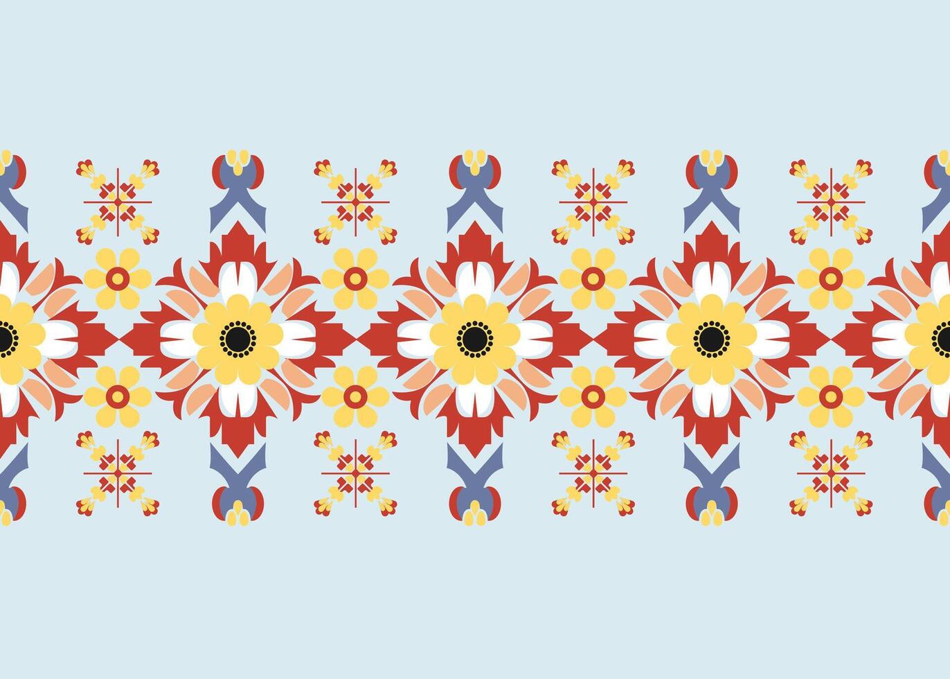 Floral Fabric Pattern native asia style on a light blue background vector