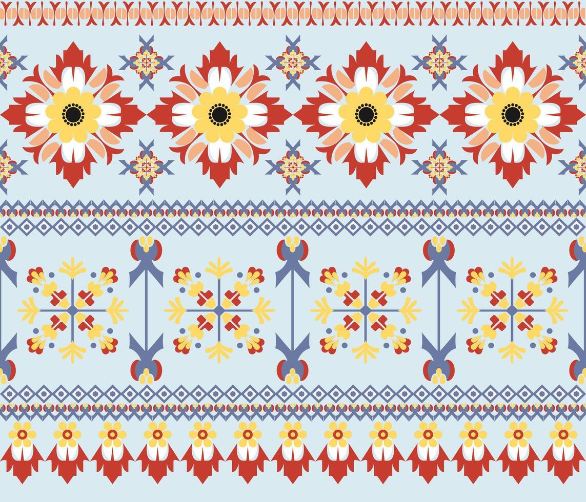 floral pattern fabric native asia style on a light blue background vector