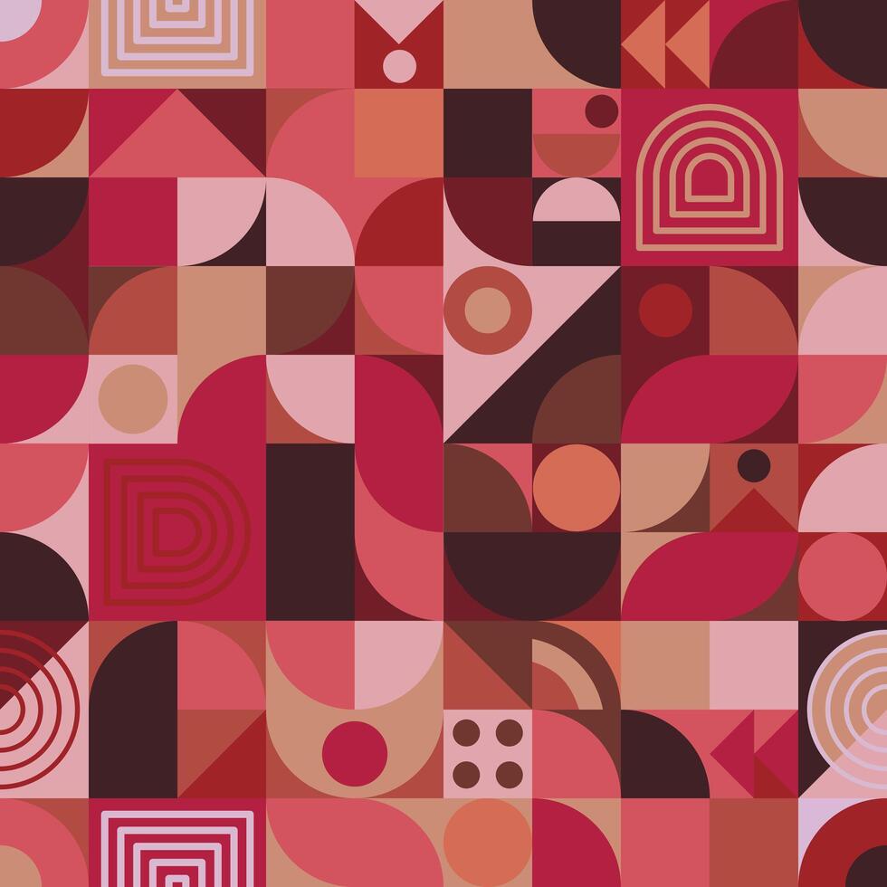 A simple geometric art poster with a simple shape and figure in red shades. Abstract template design in scandinavian style. vector