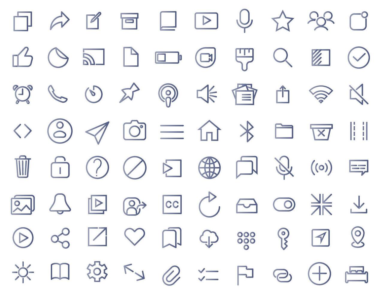 A set of user interface icons that can be used for commercial purposes. Thin line in blue gradient. vector