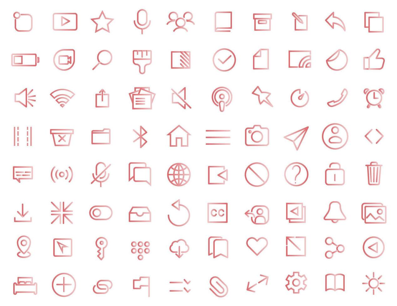 A set of user interface icons that can be used for commercial purposes. Thin line in red gradient. vector