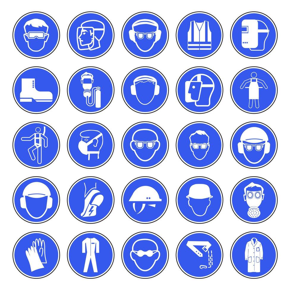 Mandatory signs in production. Used for industrial purposes. vector