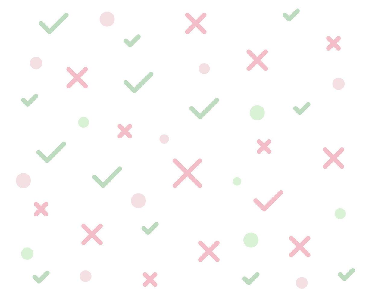Set of geometric shapes for the background. Cancellation cross shape and confirmation checkmark. Flat style, shapes illustration isolated on white background. vector