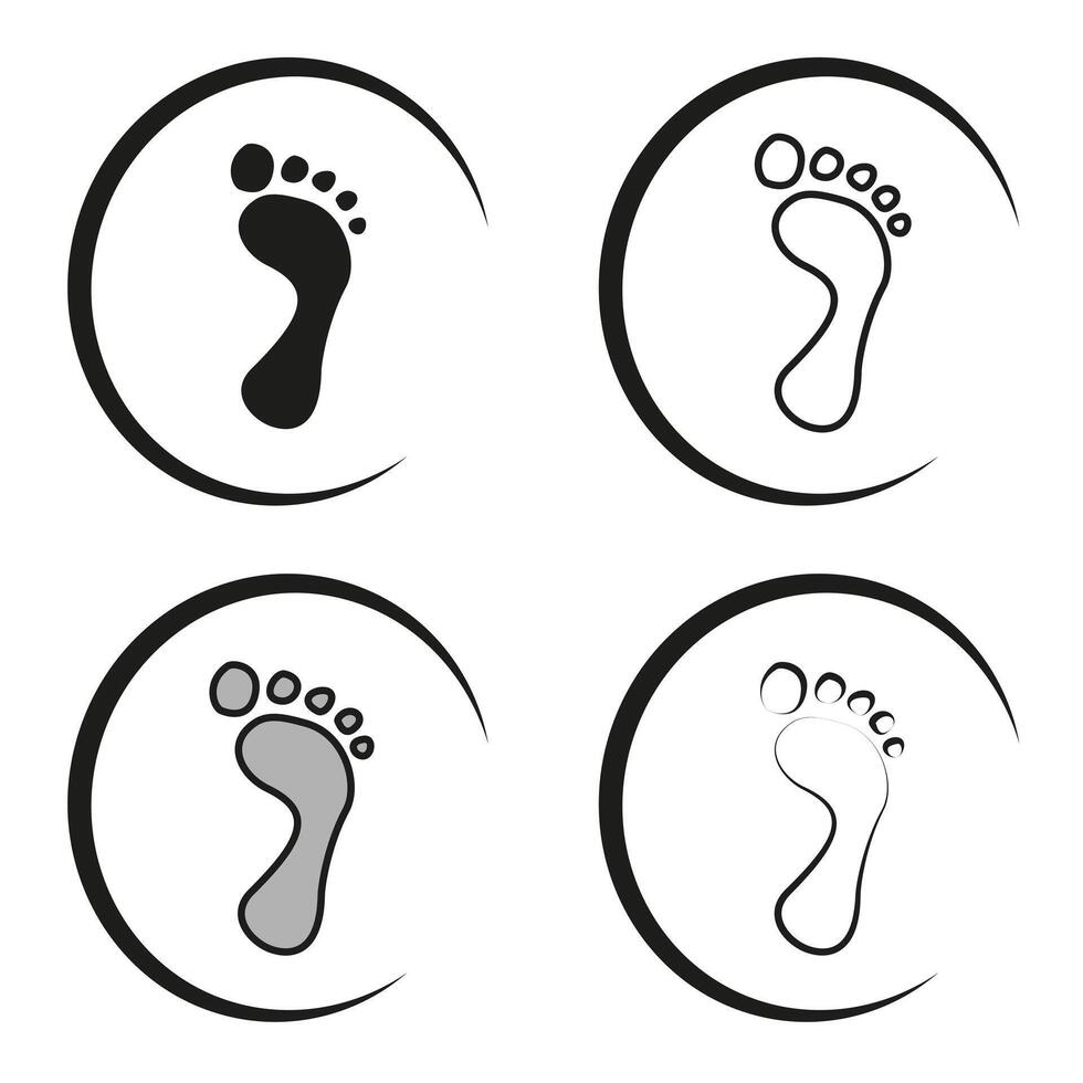 Human footprint print. Various traces. The footprint of a person in different forms. vector