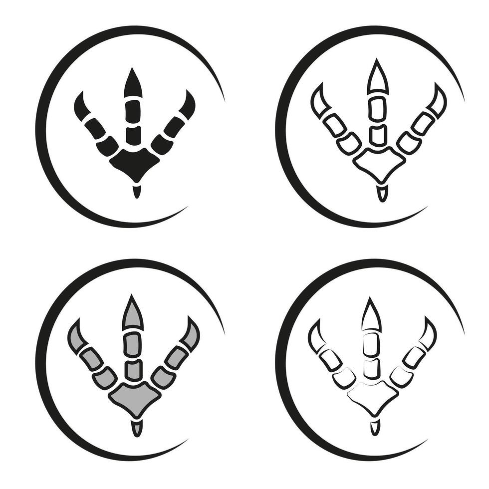 Various traces. Animal footprint print. A bird's footprint in different forms. vector