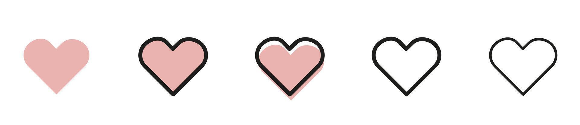 Set of hand drawn hearts on a white background. Applies to lovers and their holidays. vector