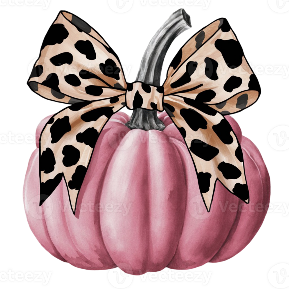 un rosa zucca è ornato con un' grande arco quello Caratteristiche un' macchiato di nero leopardo Stampa modello png