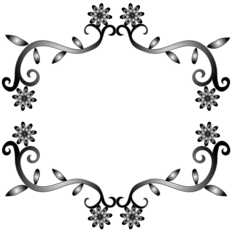 Beautiful gray frame in the form of a floral ornament on a white background vector