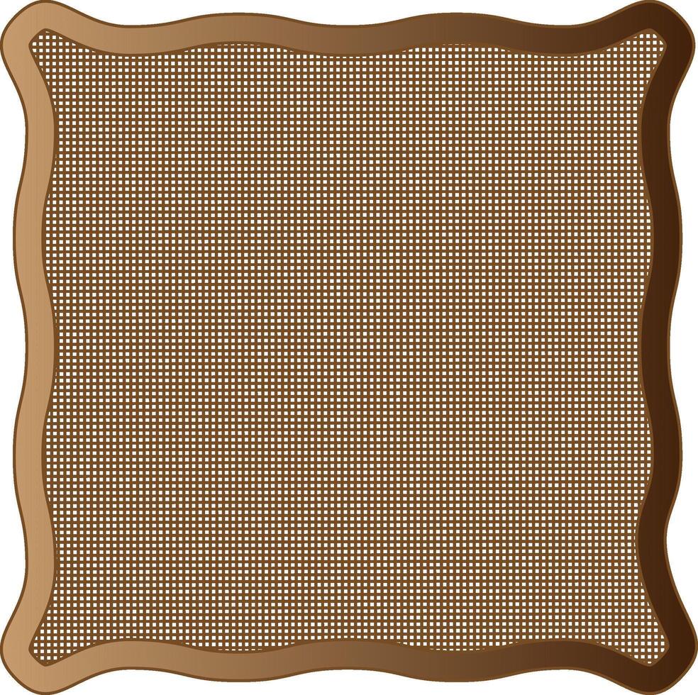 Beautiful brown frame with wavy edges and a grid in the middle on a white background vector