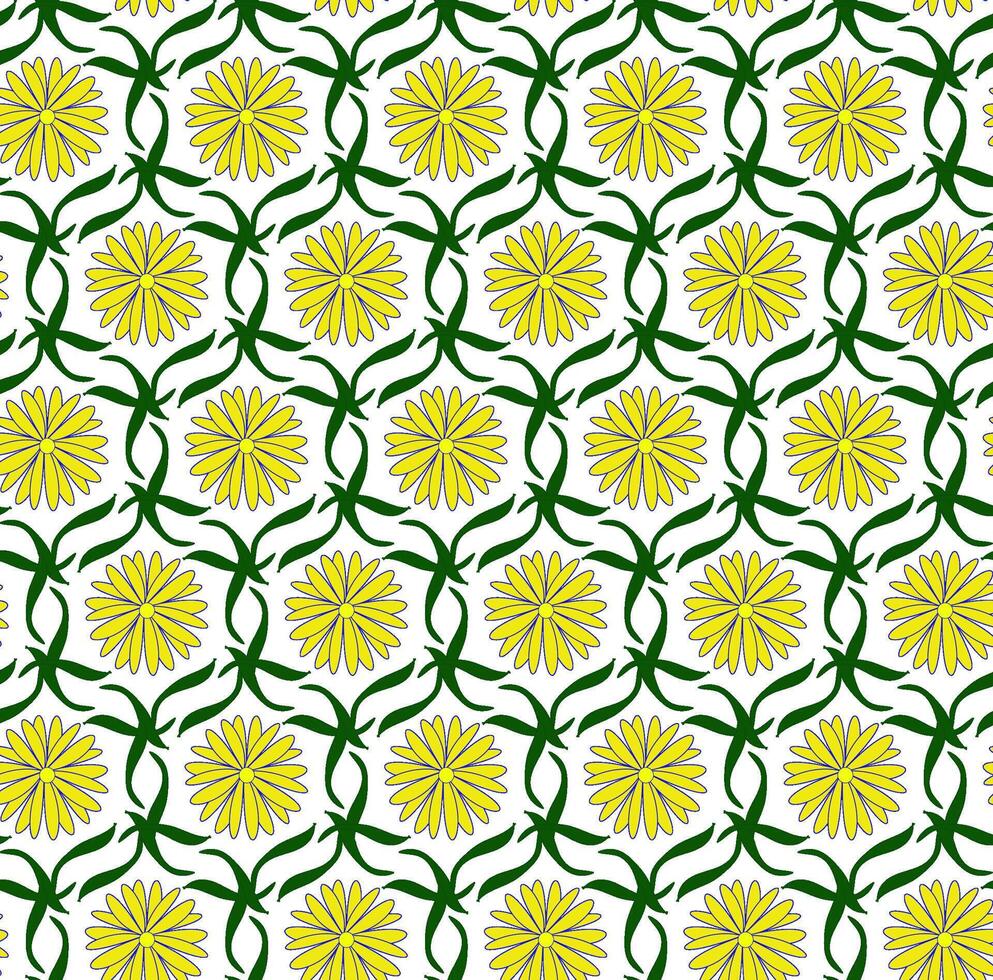 Beautiful seamless floral pattern of yellow flowers on a white background vector