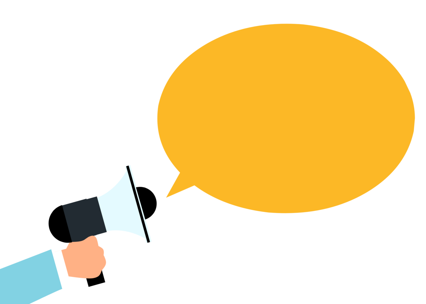 hand holding megaphone with speech bubble png