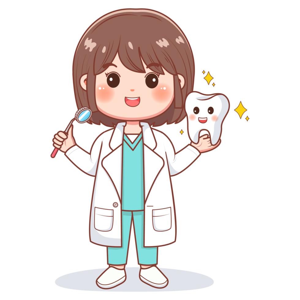 Cute Woman Dentist with a Cute Smiling Tooth png