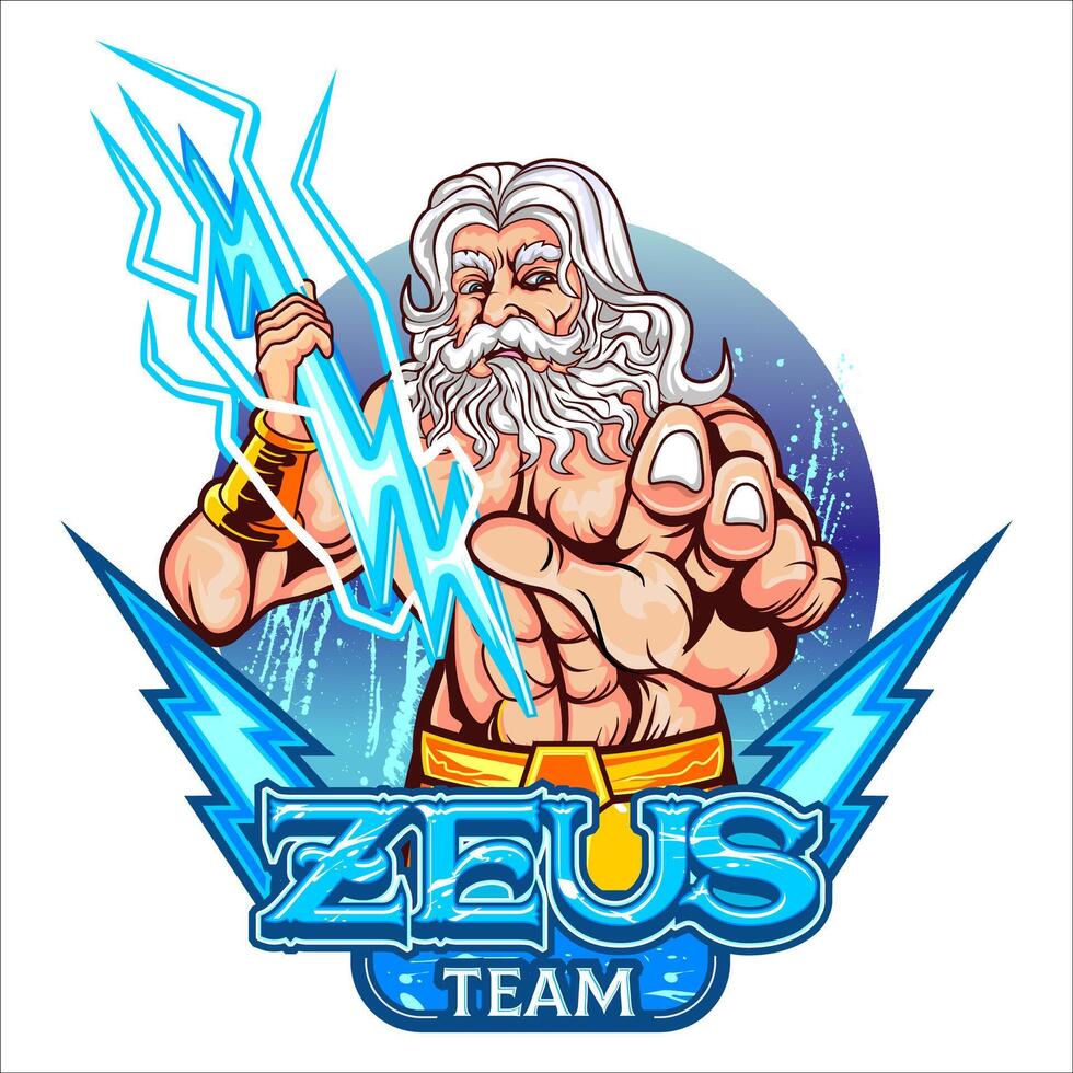 The angry god Zeus is ready to throw lightning vector