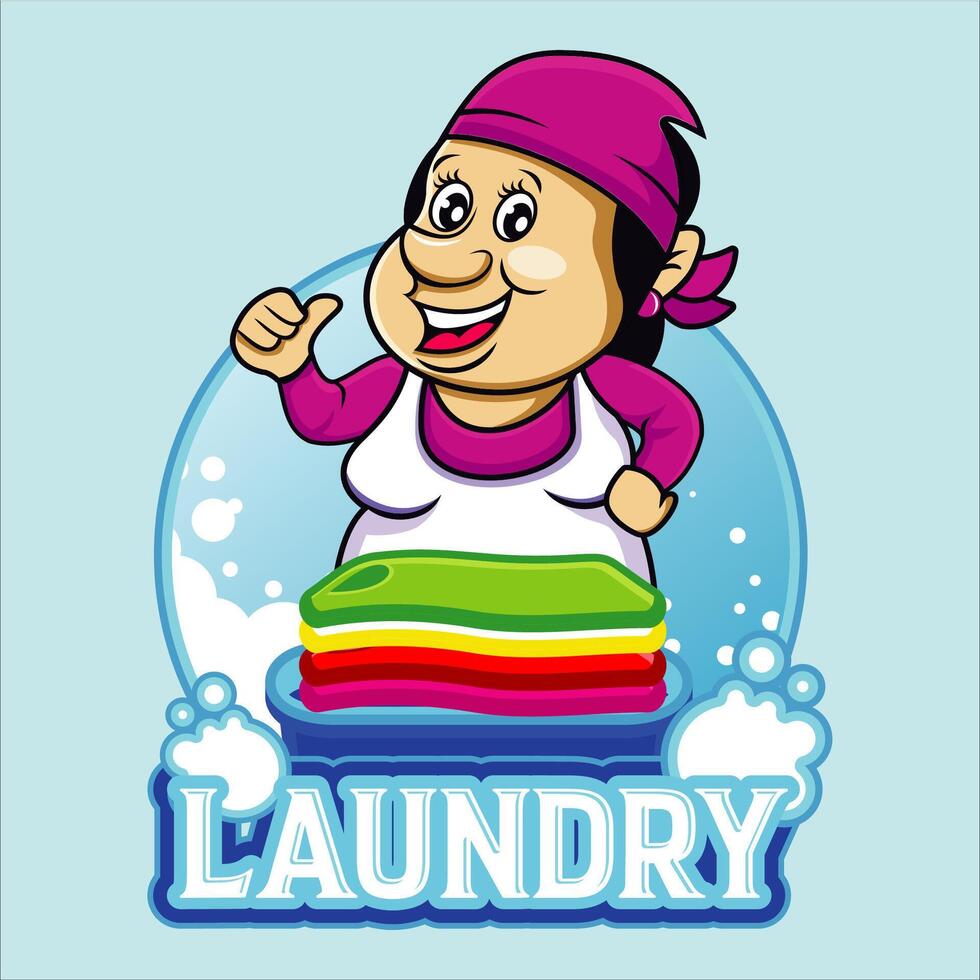 Mama's Laundry Mascot vector