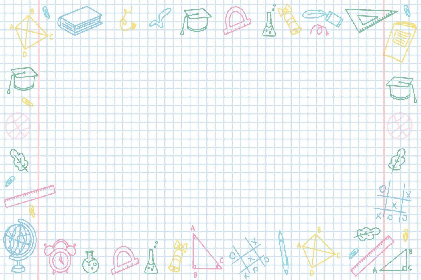 Background of school icons in doodle style. School education. Back to school doodle drawing. illustration vector