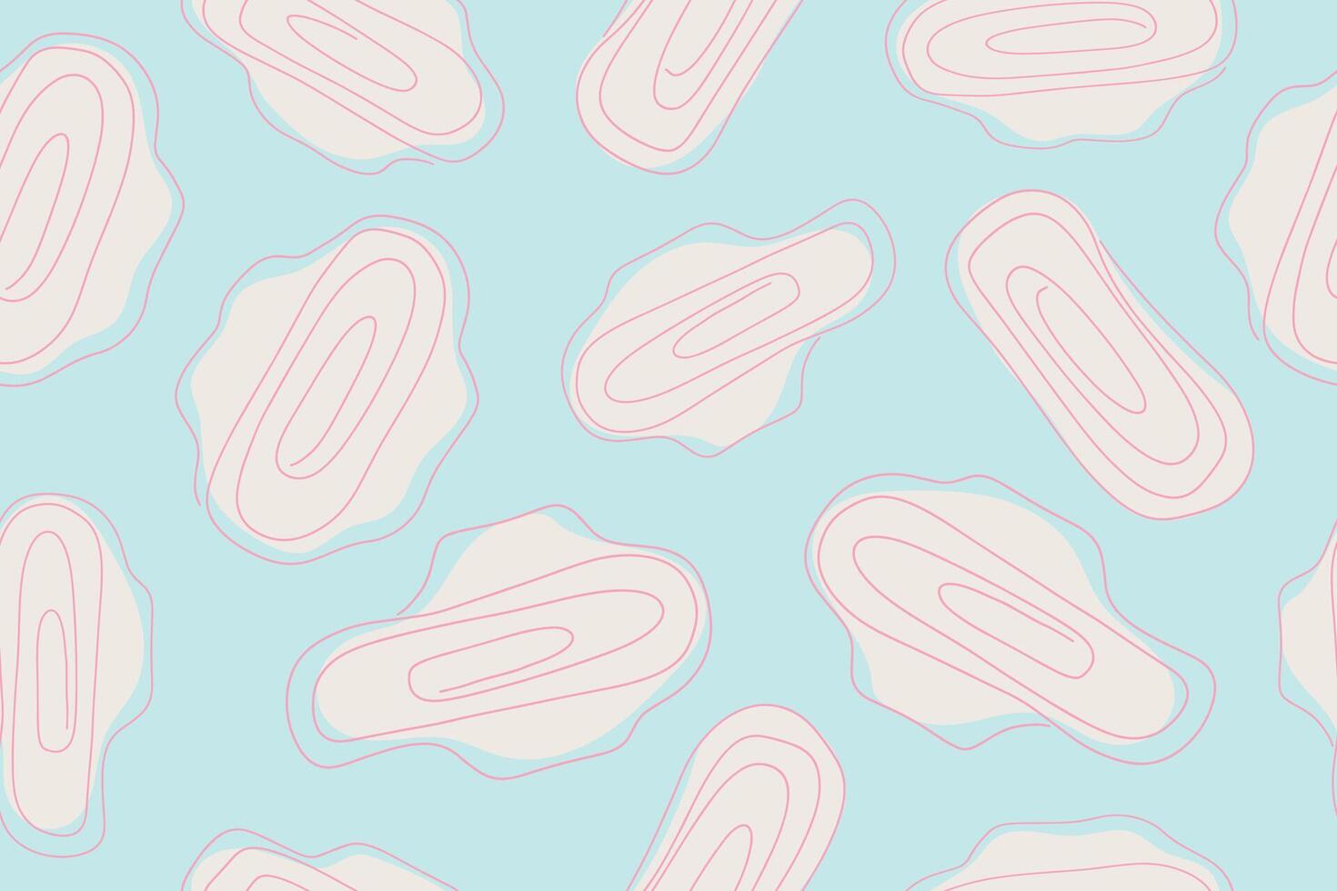 Seamless pattern. Background for gynecology theme. Women's pads with wings pattern on blue background. Sanitary napkin for girl's periods and hygiene. illustration vector