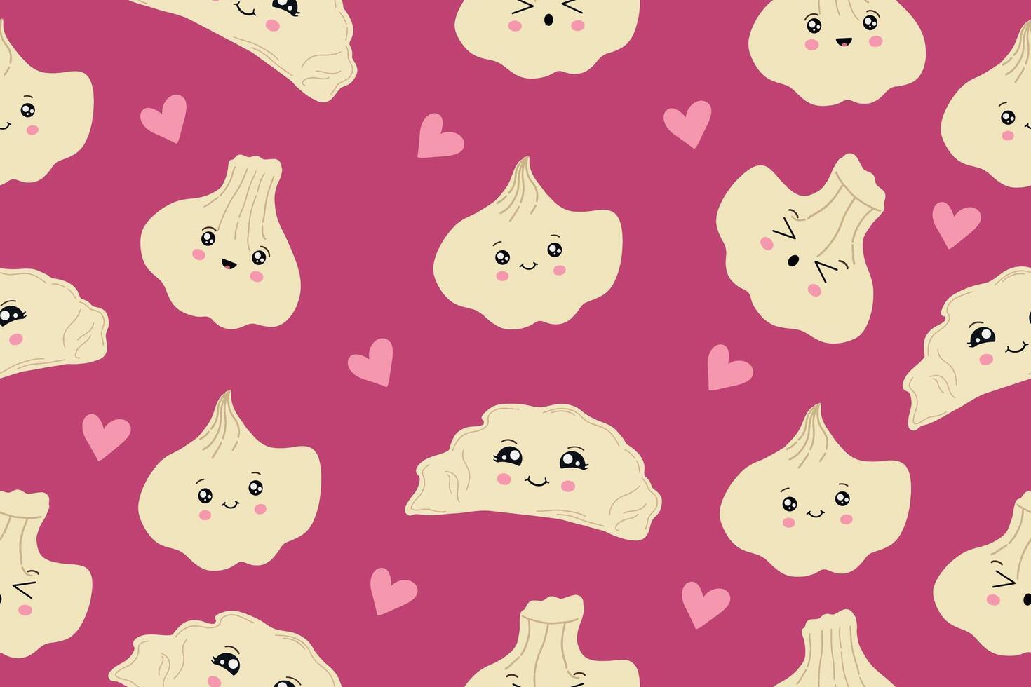 Dumplings, dumplings, dumplings, dumplings. Seamless pattern. Dumplings background. illustration vector