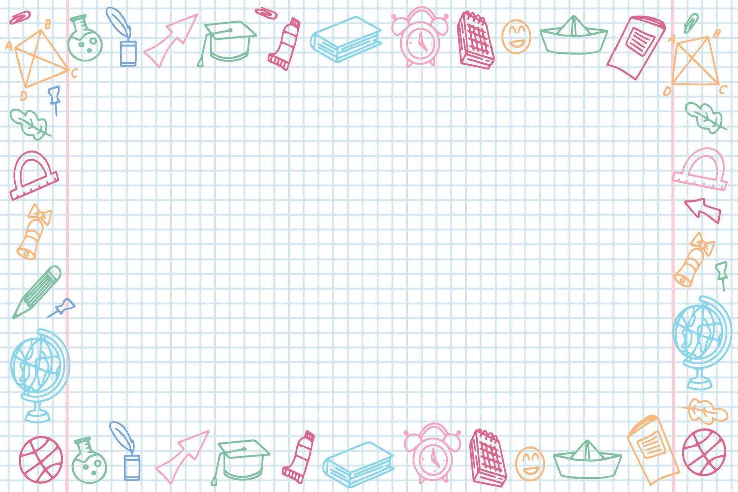 Background of school icons in doodle style. School education. Back to school doodle drawing. illustration vector