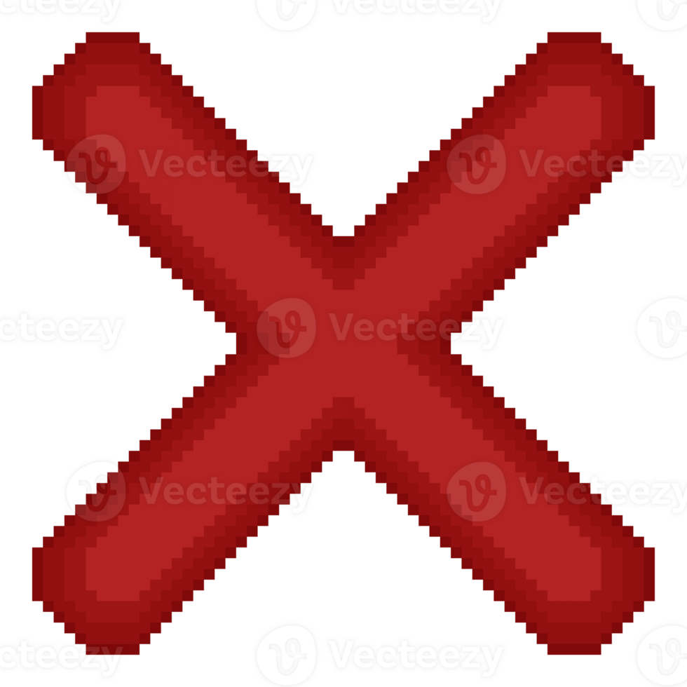 A retro-styled pixel-art illustration of a X. png