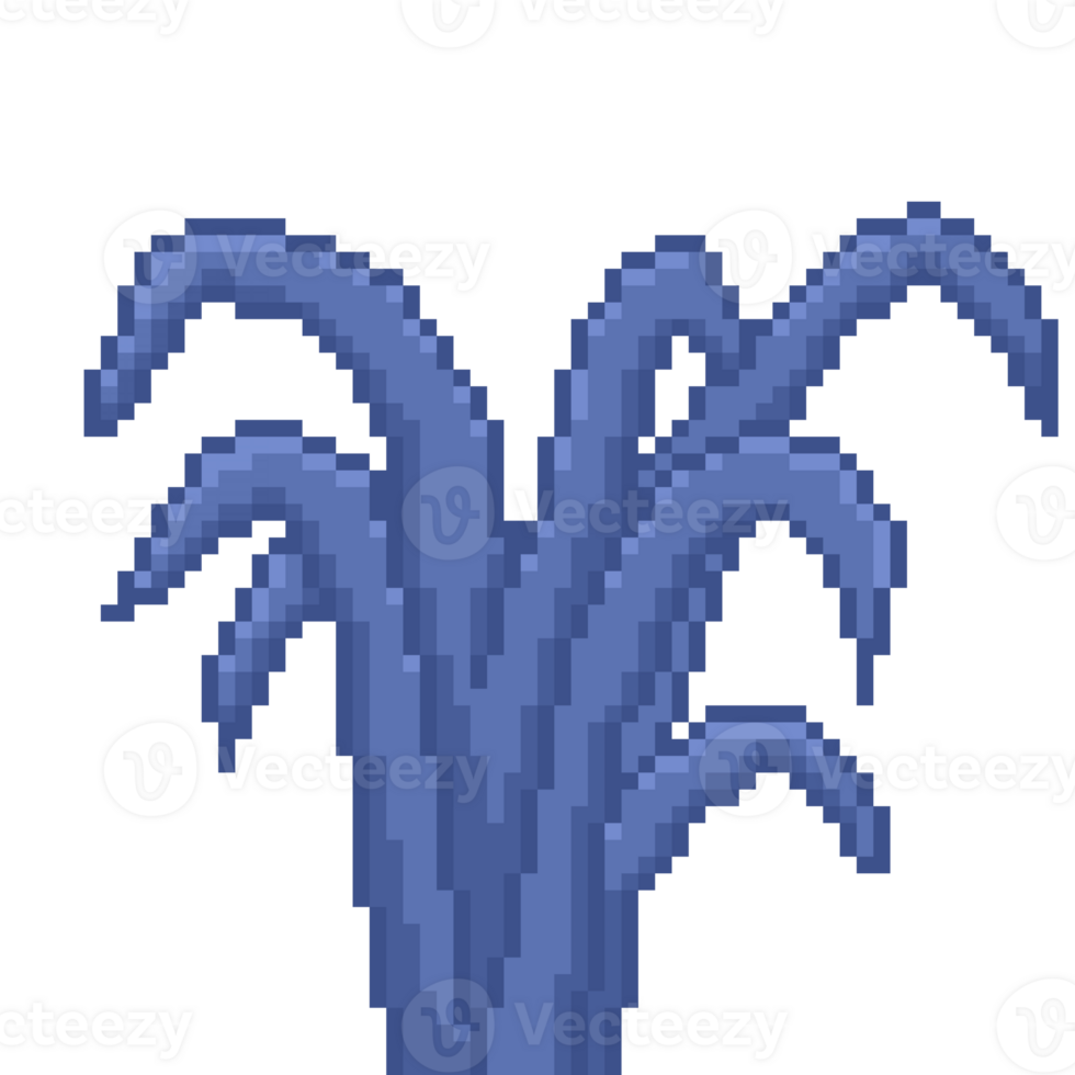 A retro-styled pixel-art illustration of a tall blue patch of grass. png