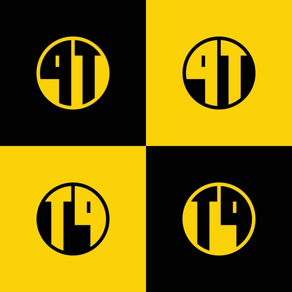 Simple QT and TQ Letter Circle Logo Set, suitable for business with QT and TQ initials vector