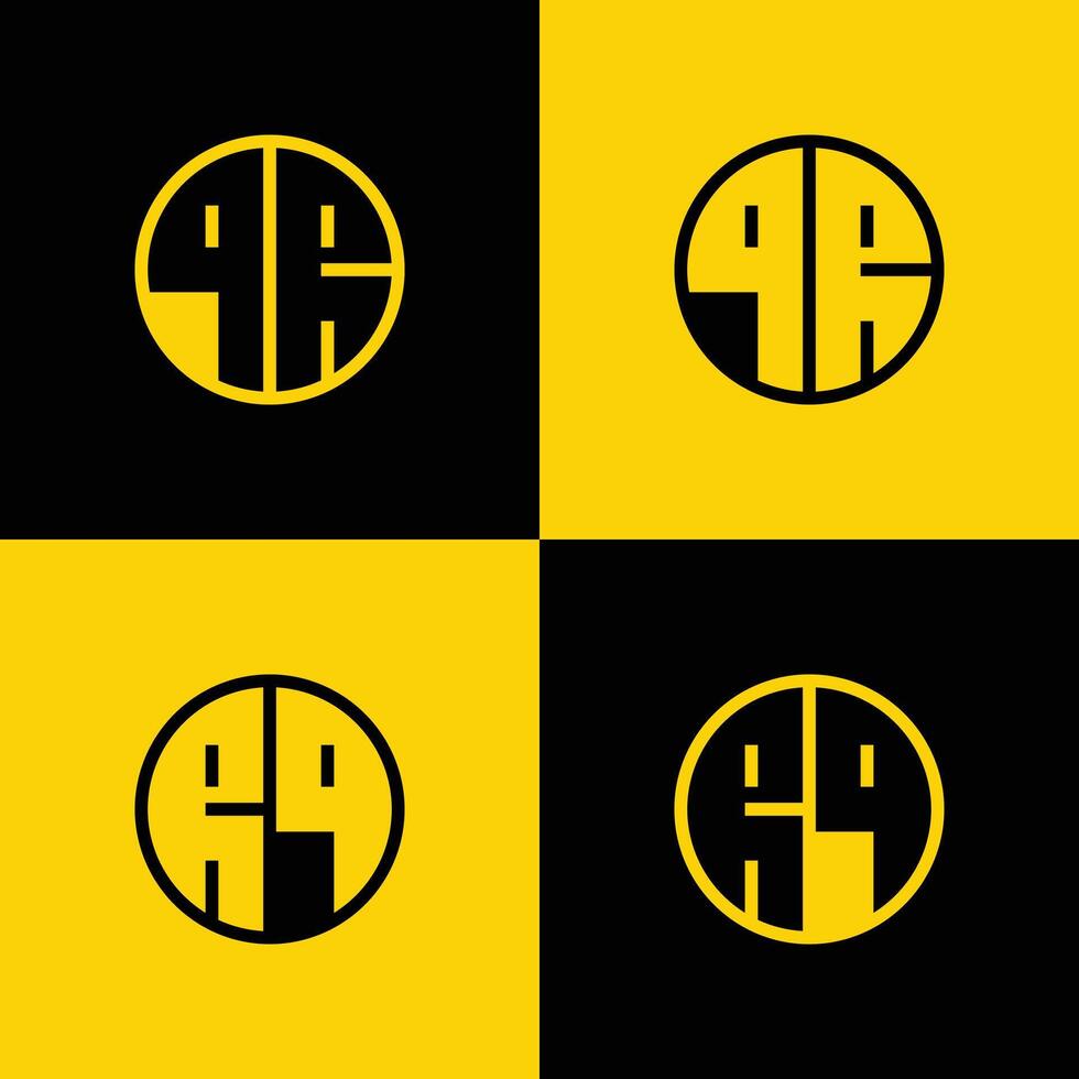 Simple QR and RQ Letter Circle Logo Set, suitable for business with QR and RQ initials vector